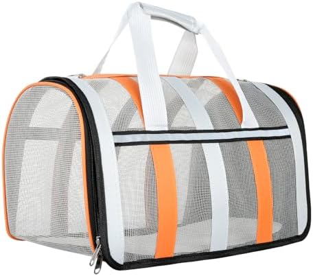 Soft Sided Pet Carrier, Airline Approved Dog Cat Travel Bag with Mesh Windows, Collapsible Portable Pet Carrier for Small Medium Dogs Cats (Orange) by YooxArmor