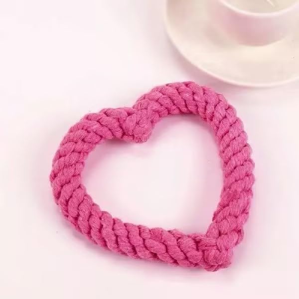 Pink Cute Dog/Cat Chew Toys, Dog Toys for Chewers, Heavy Duty Dental Dog Rope Toy for Dogs, Creative Love Heart Shaped Interactive,Puppy,Girl Puppy