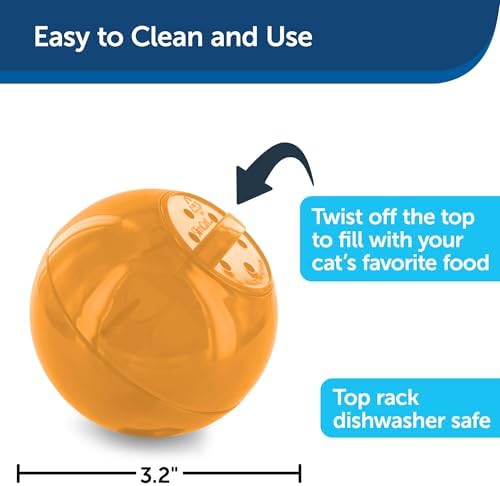 PetSafe Slimcat Feeder Ball Cat Toy, Orange, 1 Count (Pack of 6) - Image 3
