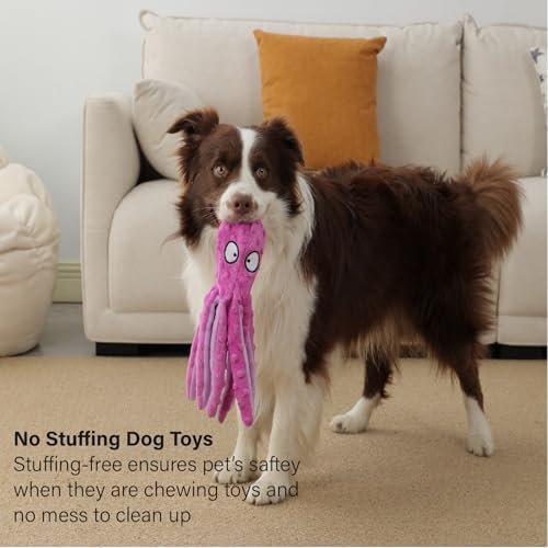CPYOSN 2 Pack Octopus Dog Toys, No Stuffing Squeaky Crinkle Plush Chew Toys - Image 3