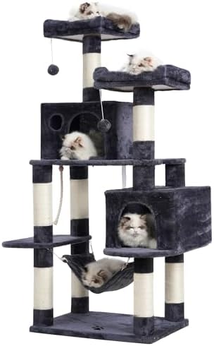 Hey-brother Cat Tree Tower with Sisal Scratching Posts, Big Condo, MPJ020G by Hey-brother