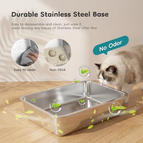 OLIXIS Stainless Steel Litter Box with Lid, Easy Cleaning - Image 5