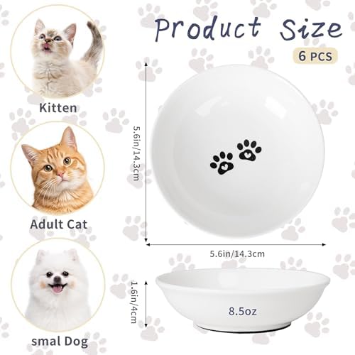Non-Slip Cat Food Bowls, 6 Pack Whisker-Friendly Ceramic Bowls - Image 2