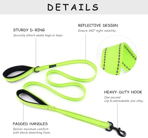 Wagtime Club Heavy Duty Double Handle Dog Leash for Large Medium Small Dogs - Image 2