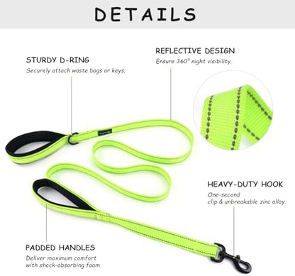 Wagtime Club Heavy Duty Double Handle Dog Leash for Large Medium Small Dogs - Image 2