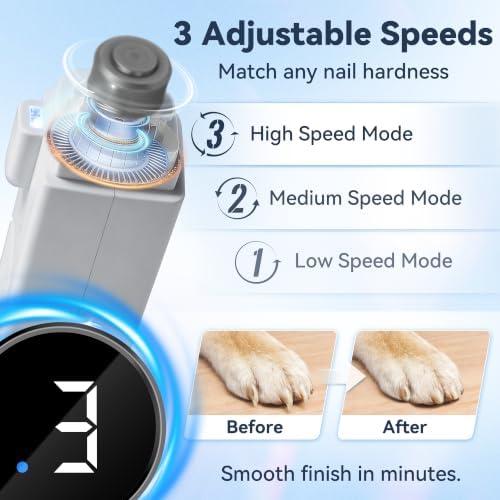 2-in-1 Quiet Electric Pet Nail Clipper & Grinder with Light for Dogs Cats (Gray) - Image 5