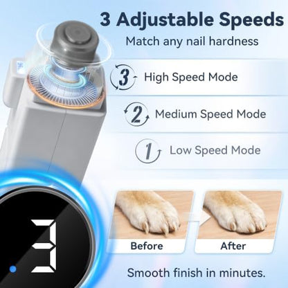 2-in-1 Quiet Electric Pet Nail Clipper & Grinder with Light for Dogs Cats (Gray) - Image 5