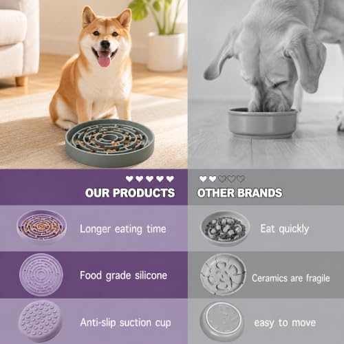 Dog Lick Mat for Anxiety Relief, Slow Feeder Bowl for Dogs & Cats, Silicone Lick Pad with Strong Suction Cups for Pet Grooming, Bath, Tooth Cleaning, Distraction and Calming, Green - Image 3
