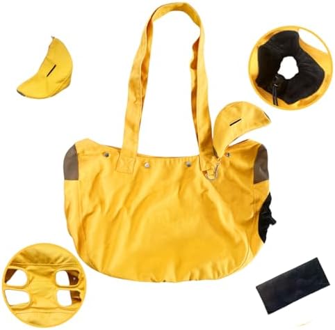 SNOWLOVE Pet Carrier Tote Bag, Yellow Canvas with Dog Design, Large Capacity Shoulder Bag with Accessory Pouch by SNOWLOVE