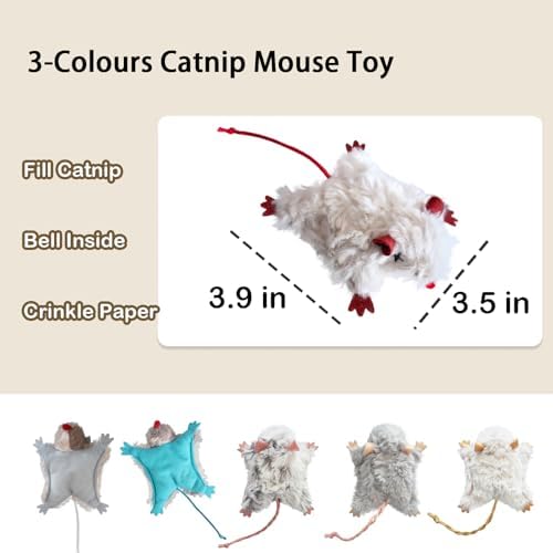 Catnip Mouse Toys for Cats, 6Pcs Interactive Plush Mice Cat Toys for Indoor - Image 5