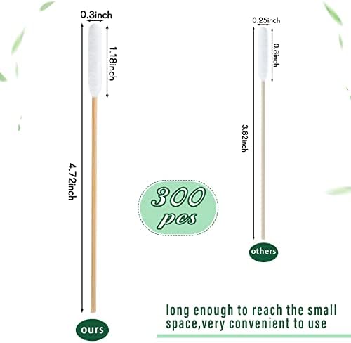 Nuogo 300 Pieces Cotton Buds for Dogs and Cats Pet Cotton Ear Buds Swabs Long Swab Dog Ear Drops with Wood Handle for Dog Care Cleaning,4.7 Inches - Image 2