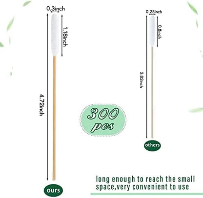 Nuogo 300 Pieces Cotton Buds for Dogs and Cats Pet Cotton Ear Buds Swabs Long Swab Dog Ear Drops with Wood Handle for Dog Care Cleaning,4.7 Inches - Image 2