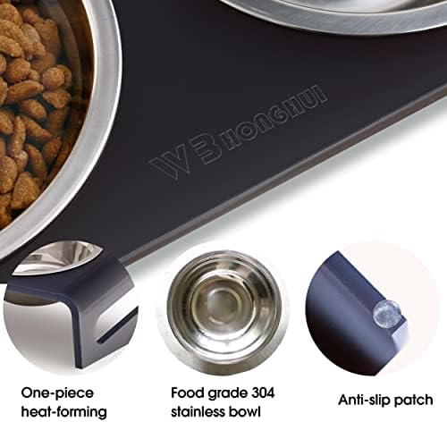 Tilted Raised Elevated Food and Water Bowls Stand for Cat or Small Dogs - Puppy's Clear Acrylic Stainless Steel Dishes Holder for Boy or Girl Pet,Modern,Durable and Easy to Clean by WBhonghui (Grey) - Image 3