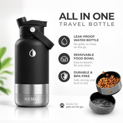 32 oz. Dog Water Bottle, Insulated Dog Travel Water Bottle, Stainless Steel Pet Water Bottle Dispenser, Portable Food and Water Bowl for Dogs for Walking Dog Canteen Travel Kit - Image 2