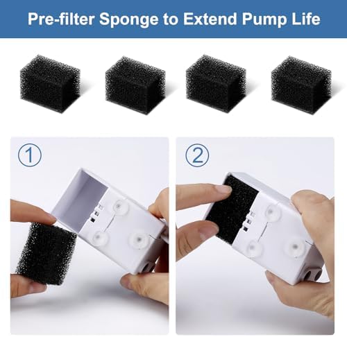8 Pcs Cat Fountain Replacement Filters for Veken 95Oz/2.8L Automatic Pet Fountain and Stainless Steel Cat Water Fountain Dog Water Dispenser (4 Carbon Filters+4 Sponge Filters) - Image 6