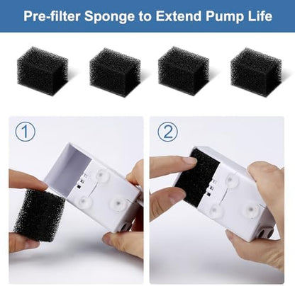 8 Pcs Cat Fountain Replacement Filters for Veken 95Oz/2.8L Automatic Pet Fountain and Stainless Steel Cat Water Fountain Dog Water Dispenser (4 Carbon Filters+4 Sponge Filters) - Image 6