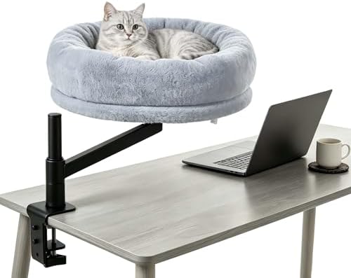 ANWA Cat Desk Bed for Indoor Cats, Heavy Duty Desk Hammock Cat Bed, Gray by ANWA