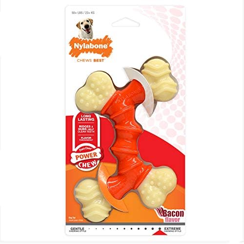 Nylabone Power Chew Double Bone Dog Chew Toy, Bacon Flavor, X-Large by Nylabone