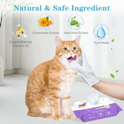 Dog Cleaning Gloves Wipes 15pcs Deodorizing Disposable Pet Grooming Bathing Gloves Extra Thick, No Rinse Shampoo Dry Cleaning Gloves for Dogs & Cats Paw Face Ear Fur and Butt - Image 3