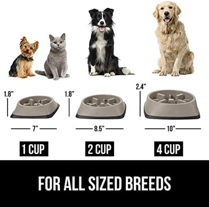 GORILLA GRIP® Patented Slow Feeder Dog and Cat Bowl, BPA Free, 1 Cup Beige - Image 6