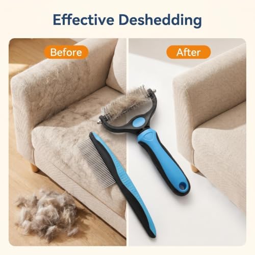 Dog Cat Grooming Brush Comb, 2-in-1 Deshedding Undercoat Rake - Image 6