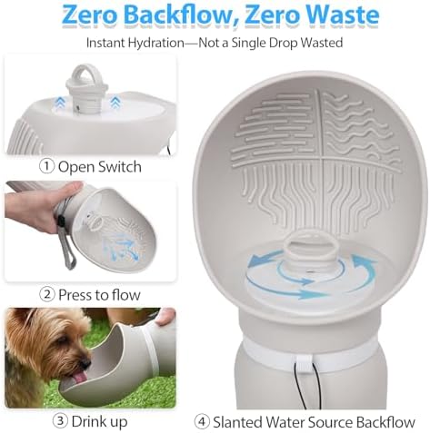 Portable Dog Water Bottle, Leak Proof Collapsible Water Bottles Lightweight Dog Water Bottle Suitable for Pets Outdoor Walking, Hiking, Travel, Camping (Gray, 20.9, Ounces) - Image 3