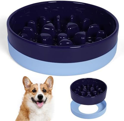 Sted Ceramic Slow Feeder Dog Bowls with Silicone Base by Sted
