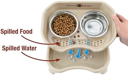 Neater Feeder Express Mess Proof Cat Bowls Elevated, No Spill Feeding Station, Stainless Steel Dishes for Food and Water, Raised Bowls for Indoor Cats, No Fatigue Whisker Friendly Dish, Almond - Image 3