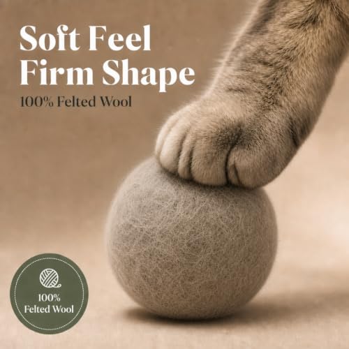 Wool Cat Toys, Felt Toy Balls, Gray, 6PCS - Image 6