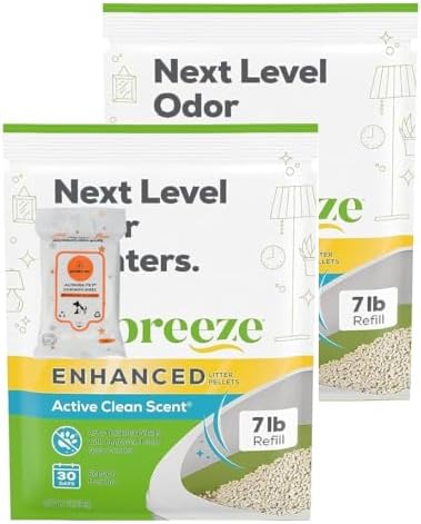 (2 Pack) Cat Breeze Enhanced Active Clean Scent Cat Litter Pellets, Refill 7 lb with Aurora Pet Wipes by AuroraPet%C2%AE