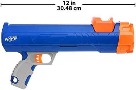 Nerf Dog 12in Blaster w/o Ball Clip 3 2in Squeak Tennis Balls - Opaque Blue/Orange/Gray and Orange and Blue and Green, Small - Image 6