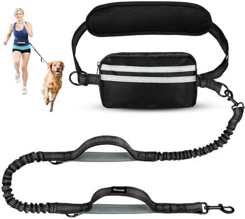 Hands Free Dog Leash with Pouch, Black/Olive Green by Yicostar