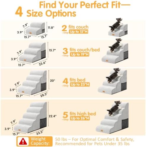 Topmart 3 Tiers Foam Dog Ramps/Steps, Non-Slip Pet Steps - Image 6