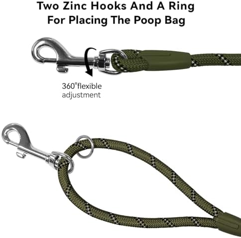 Long Dog Training Leash，Heavy Duty Reflective Rope Lead for Small Medium Large Dogs ，6FT 10FT 15FT 30FT 50FT for Training, Walking, Backyard, Camping (Olive Green, 30FT) - Image 4