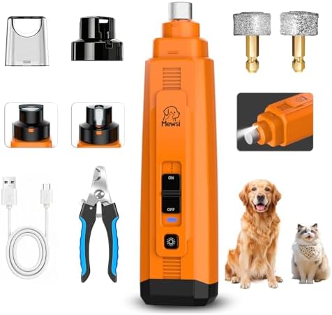 Dog Nail Grinder, Quiet Dog Nail Trimmer, +50% Powerful 3-Speed 8000-12000RPM Electric Pet Nail Trimmers with LED Lights, Painless Paws Grooming & Smoothing Kit for Dogs and Cats by Unknown