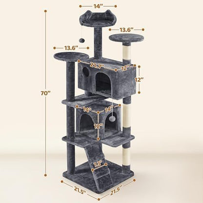 Yaheetech 70in Multi-Level Sturdy Cat Tree, Condo, Sisal Scratching Posts - Image 3