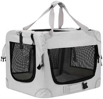 Large Cat Carrier Foldable Cat Crate, Collapsible Soft Dog Crate Carrier Kennel, Easy to Fold & Carry cat Crate, Lightweight Travel Pet Crate for Cats and Small Medium Dogs Indoor Outdoor Travel by MUQMD