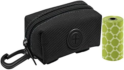 Dog Poop Bag Rolls Holder for Leash + 20 Doggy Waste Bags, Black by CAKOVANO