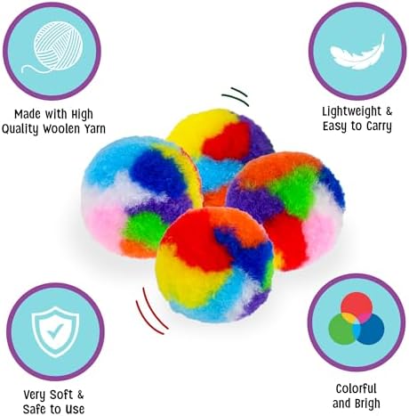Ethical SPOT Kitty Yarn Puffs Colorful Woolen Yarn Cat Toy Contains Catnip 1.5" Pack of 4 Pet - Image 4