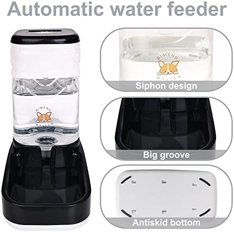 Elevon Automatic Cat Feeder, Gravity Food and Water Dispenser Bowl Set for Small Medium Dogs Animals, Pet Feeder Dispenser Storage Food, 3.8L Large Capacity, Black - Image 4
