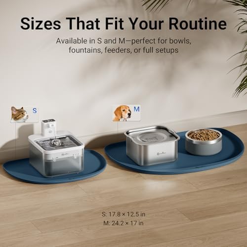 DownyPaws Cat Food Mat,Silicone Waterproof Feeding Mat, 18"×12.5", Ocean - Image 6