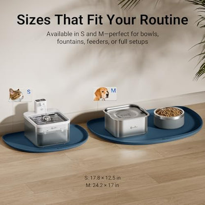 DownyPaws Cat Food Mat,Silicone Waterproof Feeding Mat, 18"×12.5", Ocean - Image 6