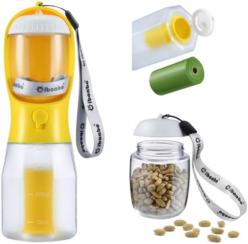 Cibaabo Dog Water Bottle with Food Container & Poop Bag Holder & Filter by Cibaabo