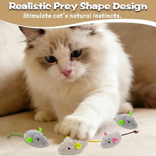 12 Pack Mouse Toys for Cats,Catnip Toy Mouse, Plush Mice Toys for Cats, Cat Nip Mice for Indoor Cat, Kitten Plushie Engaged Entertained Interactive Exercise Kicker Chew Fetch Toy (Value Bulk) - Image 5