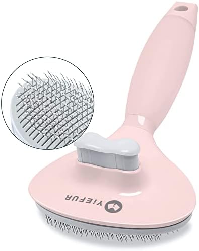 Cat Hair Brush, Soft Silicone Self Cleaning Brush for Short and Long Haired Cats, Pink Pet Grooming Comb, Cat Shedding Brushes by YiEFUR