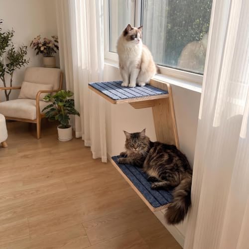 FlyonSea Large Cat Wall Shelves, Solid Wood Wall Mounted Cat Climbing Perch - Image 4