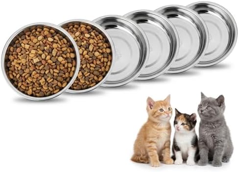6PCS 304 Stainless Steel Pet Bowl for Cats & Dogs – Food Grade, Non-Toxic, Rustproof, Dishwasher Safe, Wide Whisker Friendly Cat Food Water Feeding Bowl by Rapsrk