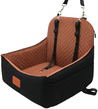 Dog Carseat for Small Dogs,Pet Safety Travel Bed with 3Seatbelt-Black/Brown by Youvee