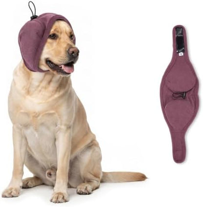 Quiet Ears for Dogs | Ear Muffs for Dog | Adjustable Ear Covers for Noise | No Shake Dog Head Wrap Dog Calming Hood for Thunder Fireworks Fabric and Thickened Soundproof Cotton(Marroon/11,M) by Unknown