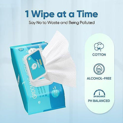 Natural Pet Grooming Wipes, 100 Fresh Counts, Extra Moist & Thick for Dogs & Cats, Puppies & Kittens Set of 2 - Image 6